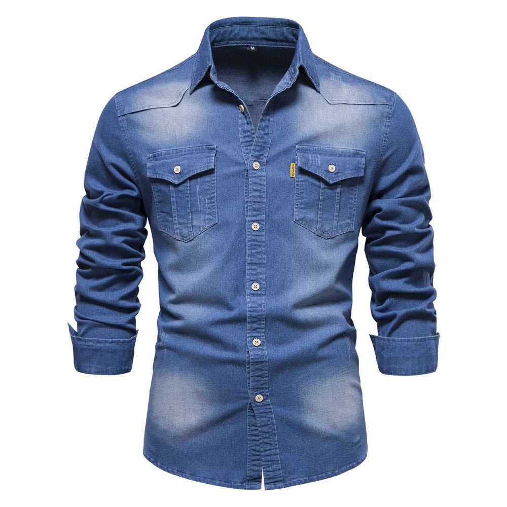 Chemise en jean homme slim fit manches longues boutonnée