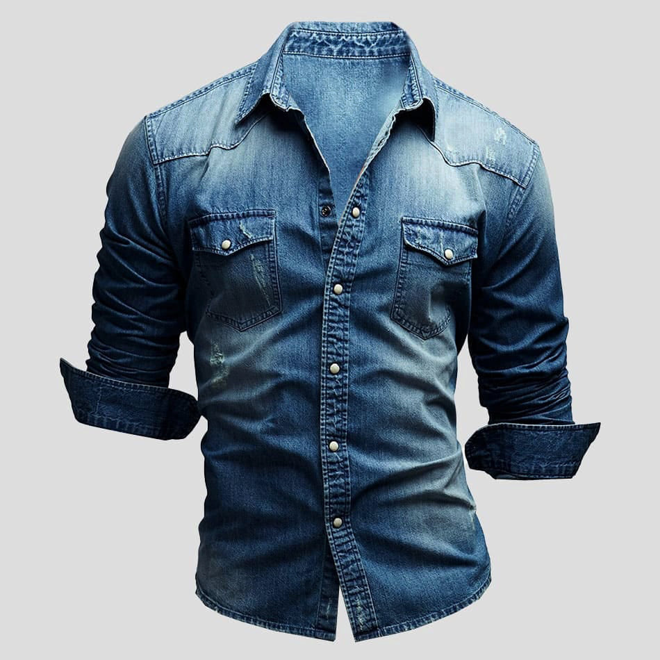 Chemise en jean homme slim fit manches longues boutonnée