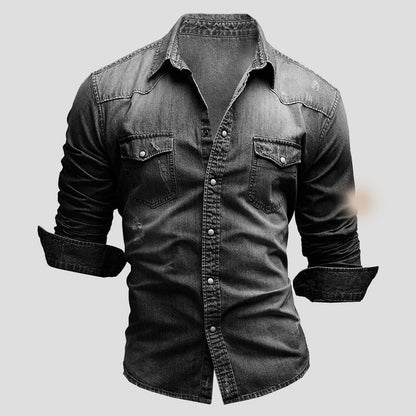 Chemise en jean homme slim fit manches longues boutonnée