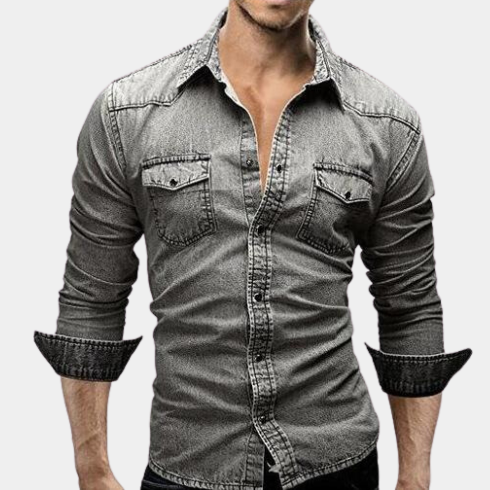 Chemise en jean ajustée à manches longues pour homme