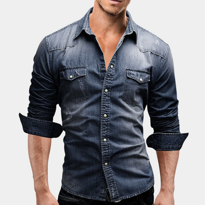 Chemise en jean ajustée à manches longues pour homme