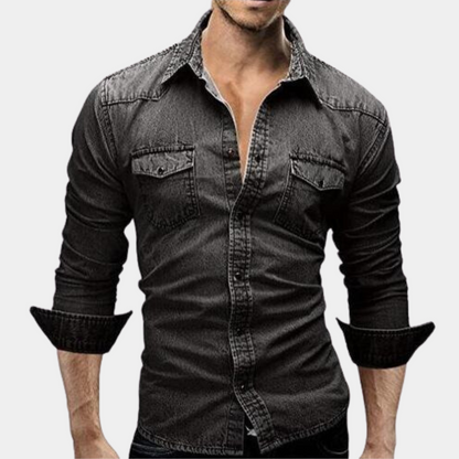 Chemise en jean ajustée à manches longues pour homme