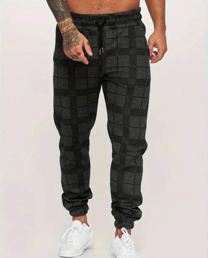 Pantalon de jogging élastique à carreaux pour homme