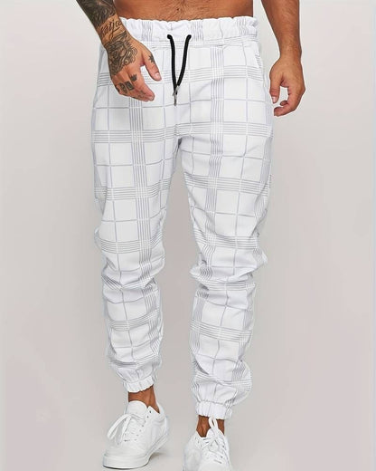 Pantalon de jogging élastique à carreaux pour homme