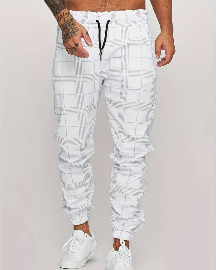 Pantalon de jogging élastique à carreaux pour homme
