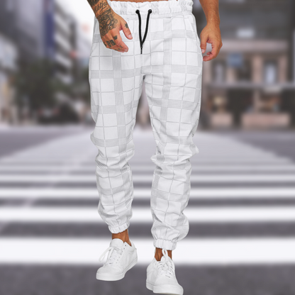 Pantalon de jogging carreaux pour hommes élastique