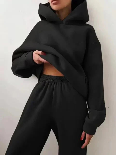 Ensemble de sport pour femme bleu sweat à capuche pantalon de jogging
