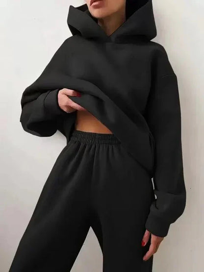 Ensemble de sport pour femme bleu sweat à capuche pantalon de jogging