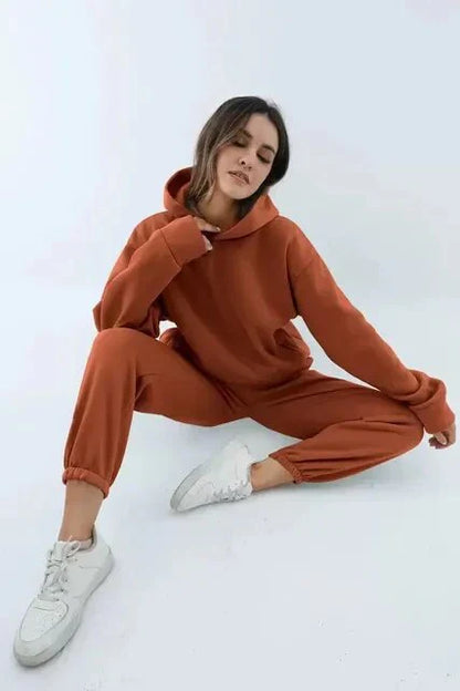 Ensemble de sport pour femme bleu sweat à capuche pantalon de jogging