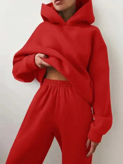 Ensemble de sport pour femme bleu sweat à capuche pantalon de jogging