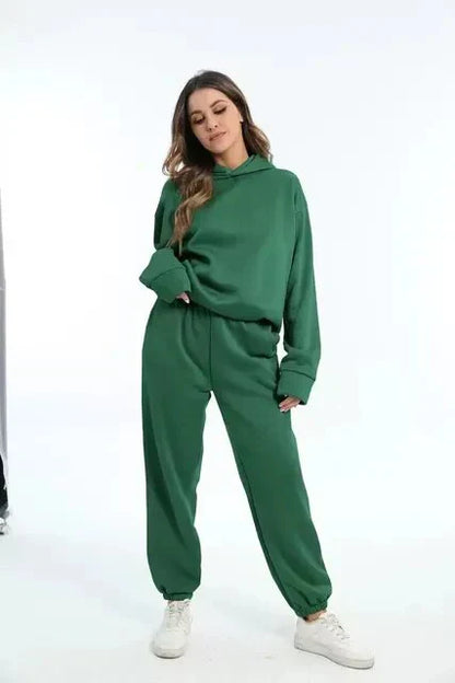 Ensemble de sport pour femme bleu sweat à capuche pantalon de jogging