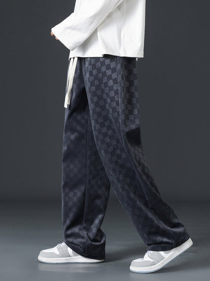 Pantalon de jogging confortable pour homme, à carreaux, élastique