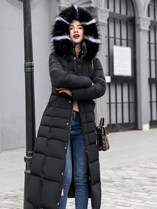 Stylischer Damen Wintermantel Lang Pufferjacke - IdealeKleiden
