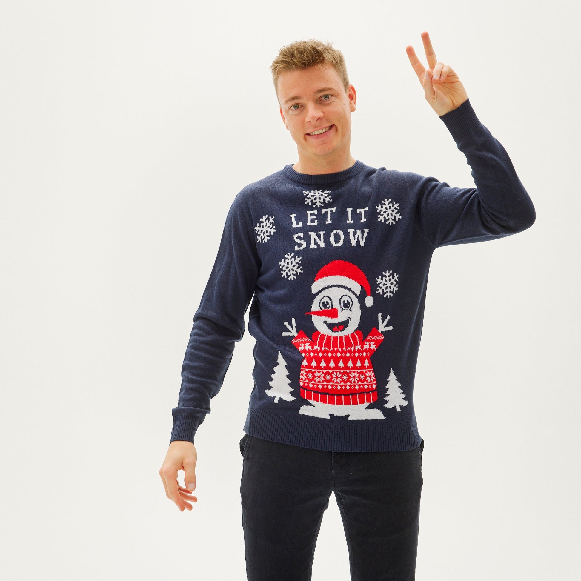 Weihnachtspullover Herren Schneemotive Festlich - IdealeKleiden