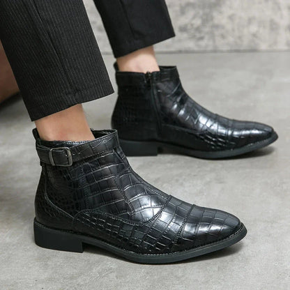 Bottes Chelsea en cuir noir élégantes pour hommes