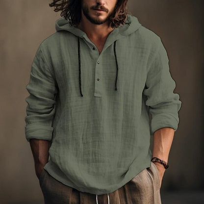 Sweat à capuche en lin coupe ample pour homme