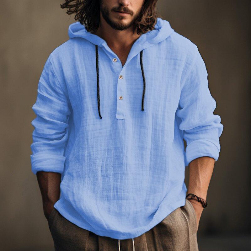 Sweat à capuche en lin coupe ample pour homme