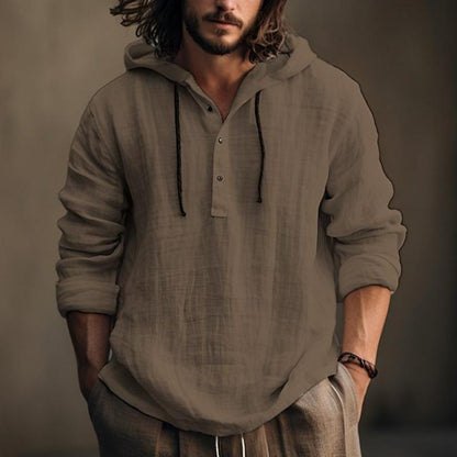 Sweat à capuche en lin coupe ample pour homme
