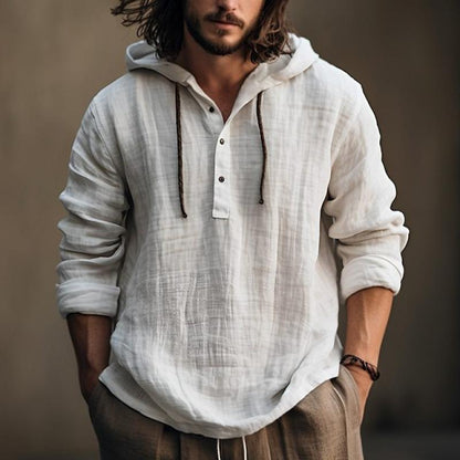 Sweat à capuche en lin coupe ample pour homme