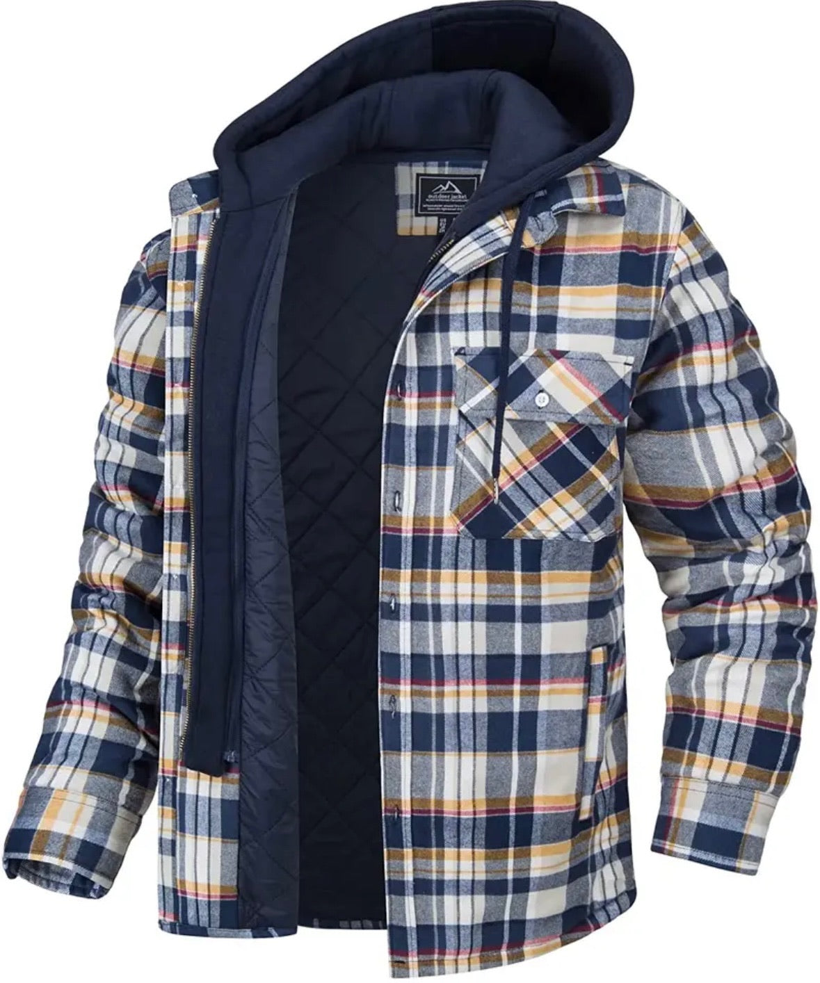Veste d'hiver chaude à carreaux pour homme