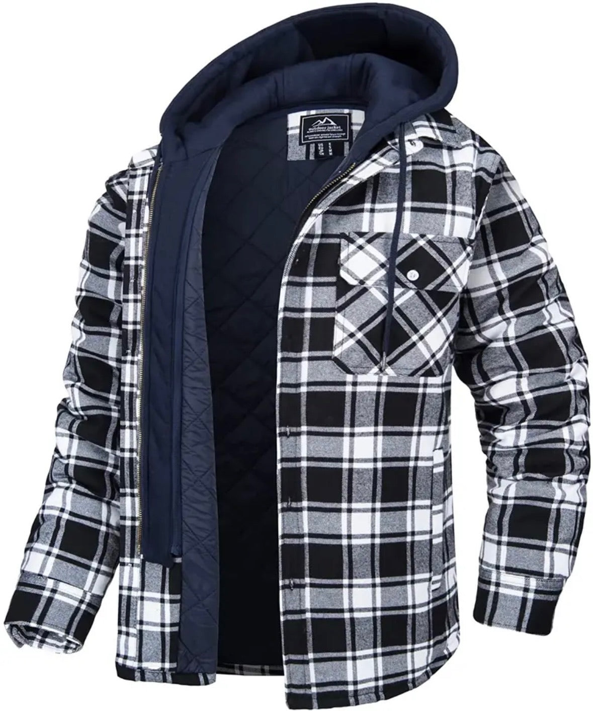 Veste d'hiver chaude à carreaux pour homme