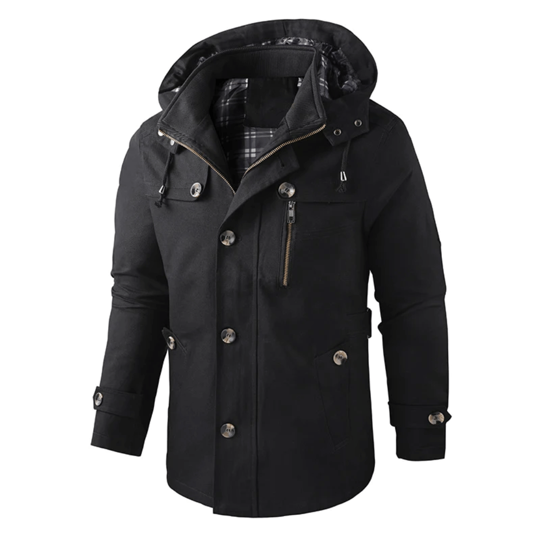 Veste à capuche pour hommes coupe-vent zippée