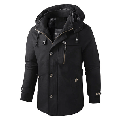 Veste à capuche pour hommes coupe-vent zippée