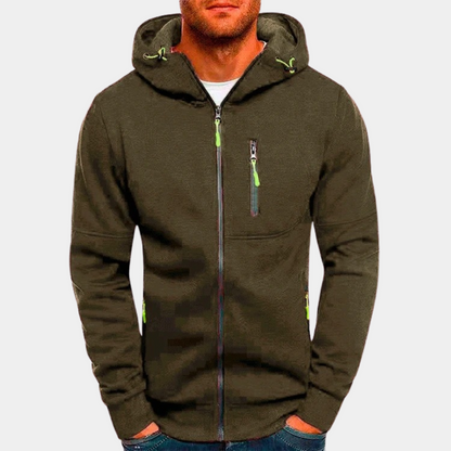 Veste à capuche pour hommes, chaude, avec fermeture éclair et poches