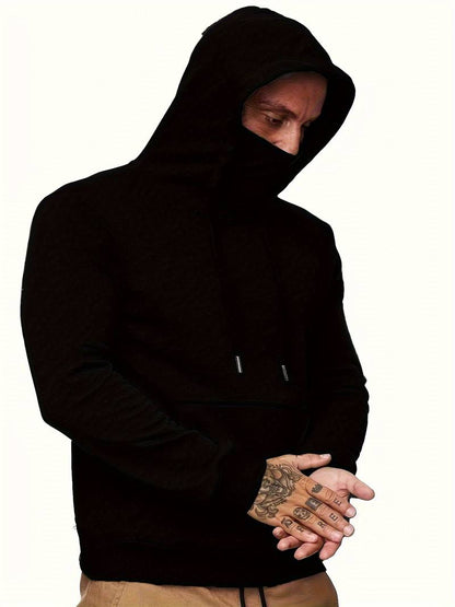 Sweat-shirt à capuche pour homme avec masque facial et poche