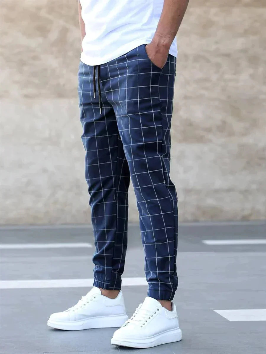 Pantalon de jogging à carreaux élégant et élastique pour homme