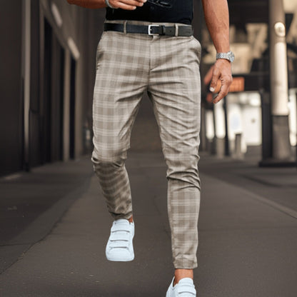 Pantalon Chino Homme Coupe Slim Carreaux Écossais
