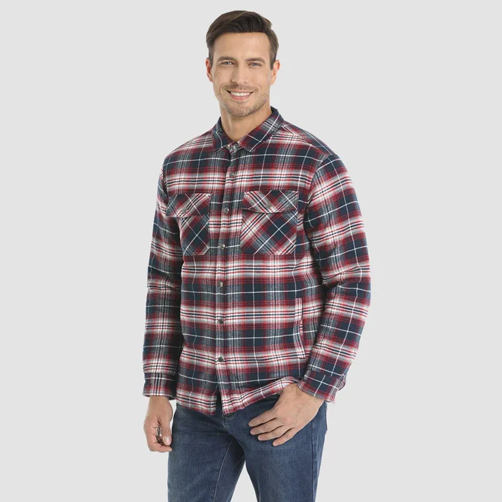 Herren Flanell Jacke Kariert Zugeknöpft - IdealeKleiden