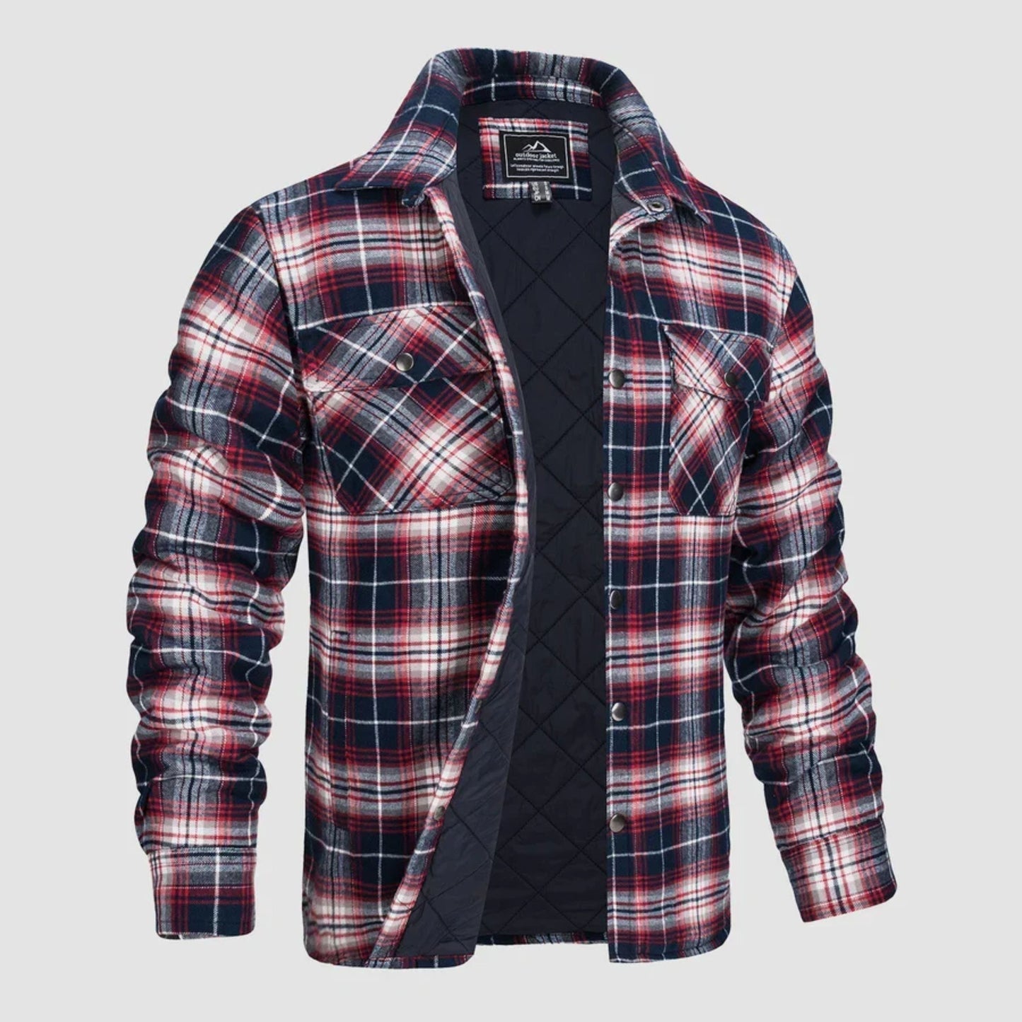 Veste en flanelle à carreaux boutonnée pour homme