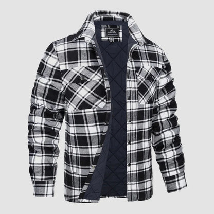 Veste en flanelle à carreaux boutonnée pour homme