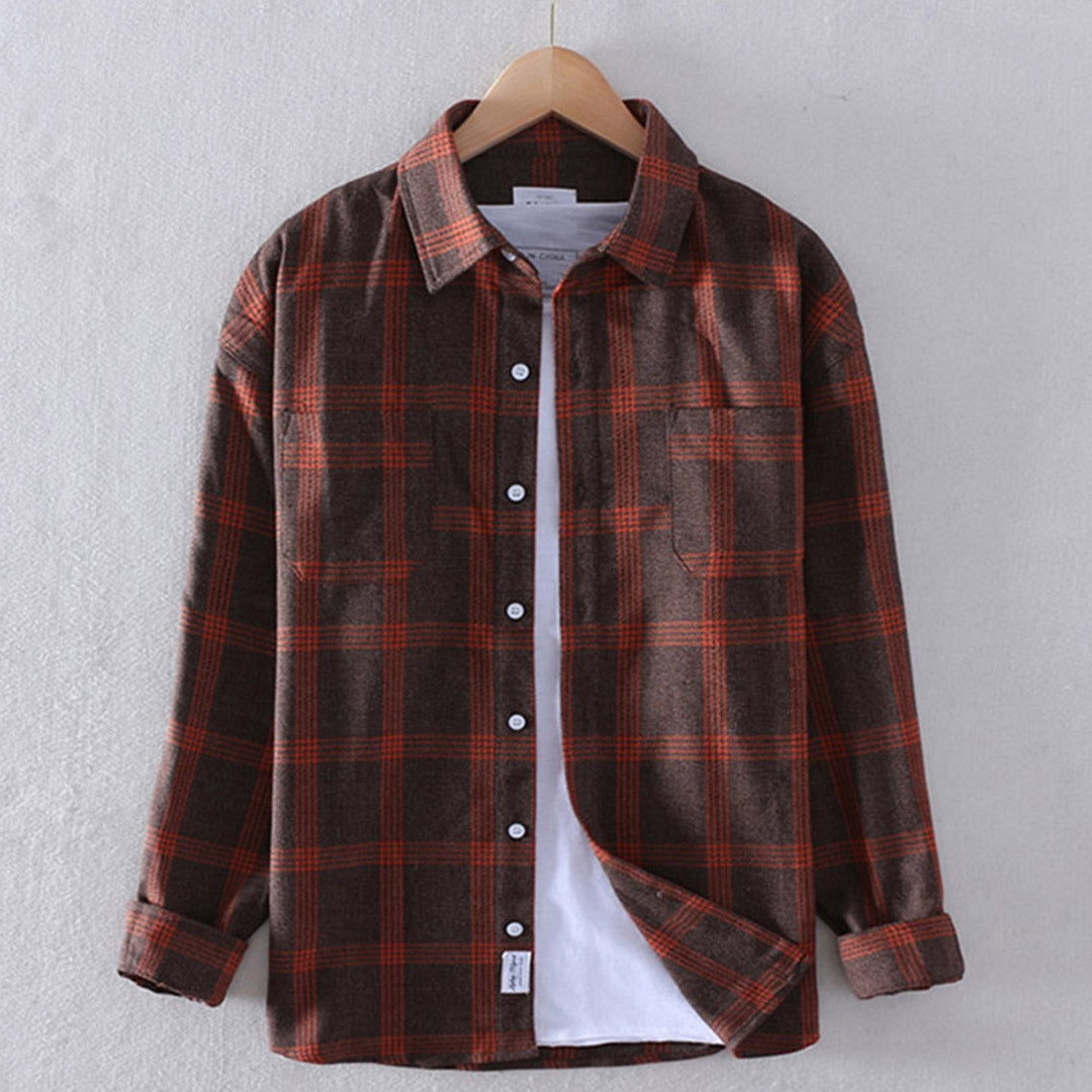 Chemise à carreaux homme manches longues moderne