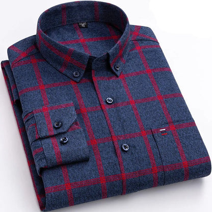 Chemise à carreaux élégante pour homme, manches longues