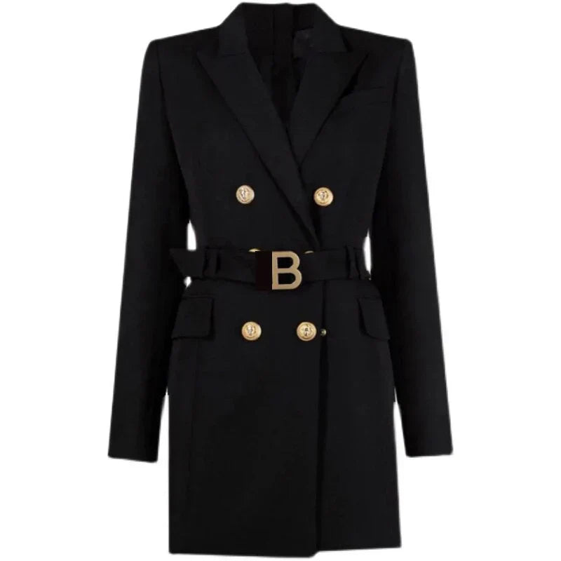 Robe de bureau élégante avec ceinture et boutons chics