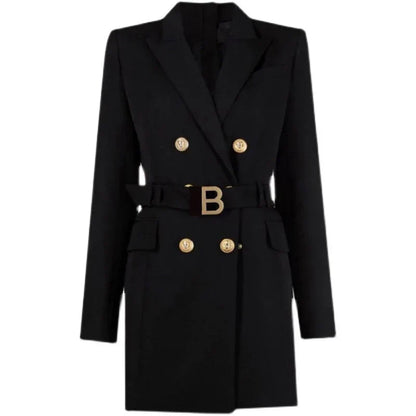 Robe de bureau élégante avec ceinture et boutons chics