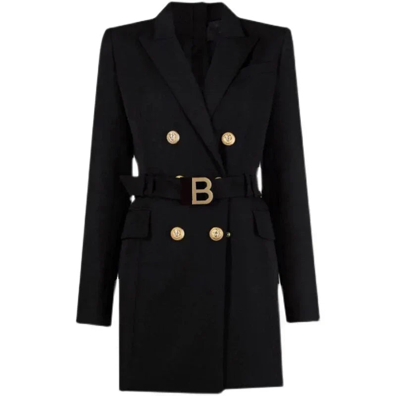 Robe de bureau élégante avec ceinture et boutons de luxe