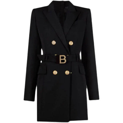 Robe de bureau élégante avec ceinture et boutons de luxe
