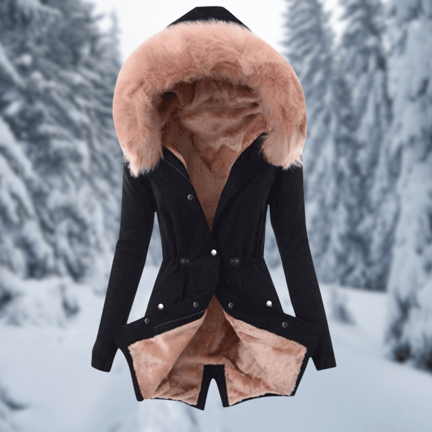 Doudoune matelassée en coton chaud pour femme avec capuche et fausse fourrure