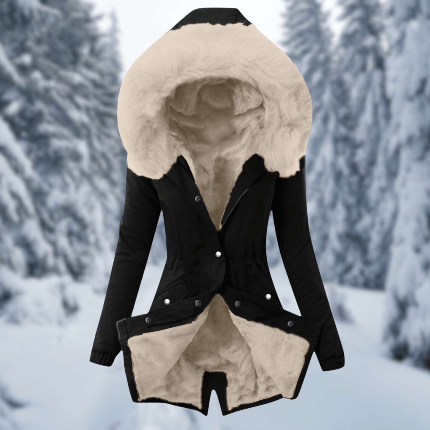 Doudoune matelassée en coton chaud pour femme avec capuche et fausse fourrure