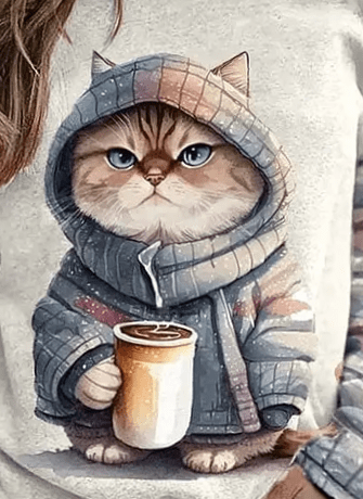 Katzen Pullover Weich Niedlich Winter - IdealeKleiden