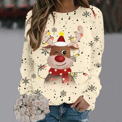 Pull de Noël Femme Doux Motif Renne 3D