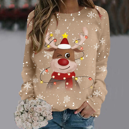 Pull de Noël Femme Doux Motif Renne 3D