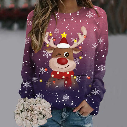 Pull de Noël Femme Doux Motif Renne 3D
