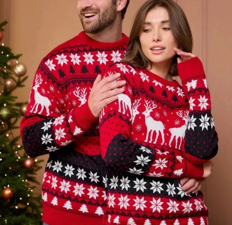 Pull de Noël unisexe tricoté avec motif de renne