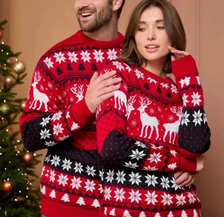 Pull de Noël unisexe tricoté avec motif de renne