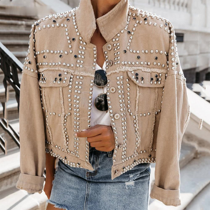 Blouson femme clouté en cuir