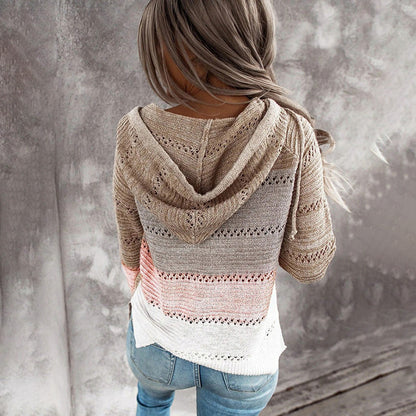 Lässiger Strickpullover mit Kapuze Modern und Bequem - IdealeKleiden